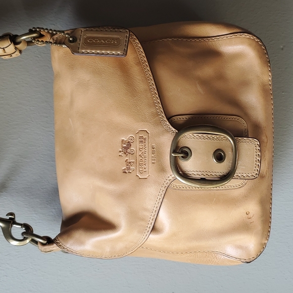 Tan Coach Shoulder Bag Purse - Picture 3 of 17